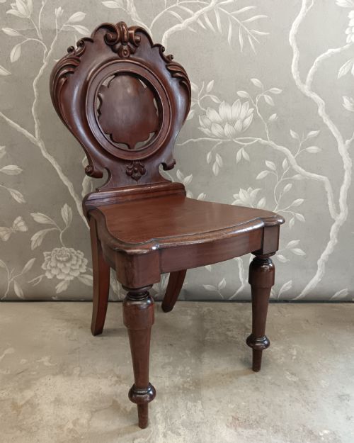 VICTORIAN MAHOGANY HALL CHAIR - ADDITIONAL PHOTO 1