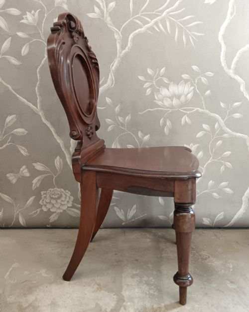 VICTORIAN MAHOGANY HALL CHAIR - ADDITIONAL PHOTO 4