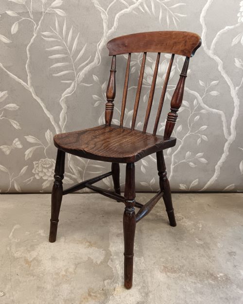 single antique small elm kitchen chair - CATEGORY: ANTIQUE CHAIRS - DATED VICTORIAN