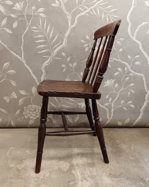 SINGLE ANTIQUE SMALL ELM KITCHEN CHAIR - ADDITIONAL PHOTO 3