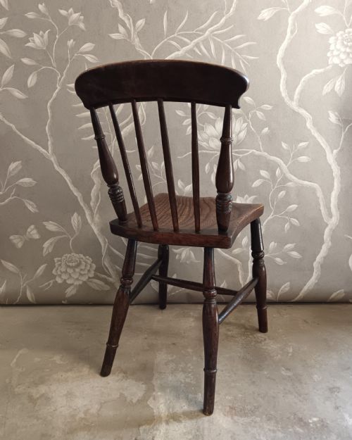 SINGLE ANTIQUE SMALL ELM KITCHEN CHAIR - ADDITIONAL PHOTO 6