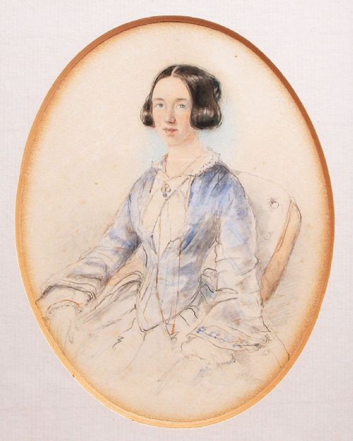 PORTRAIT WATERCOLOUR OF A YOUNG LADY IN MAPLE FRAME - ADDITIONAL PHOTO 3