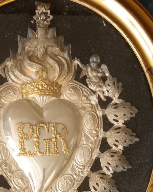 ANTIQUE ITALIAN SACRED HEART EX VOTO - ADDITIONAL PHOTO 1