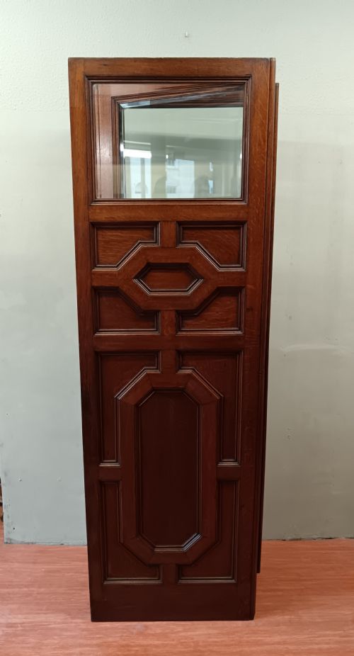 FOUR PANEL FOLDING OAK AND GLASS SCREEN ROOM DIVIDER - ADDITIONAL PHOTO 6