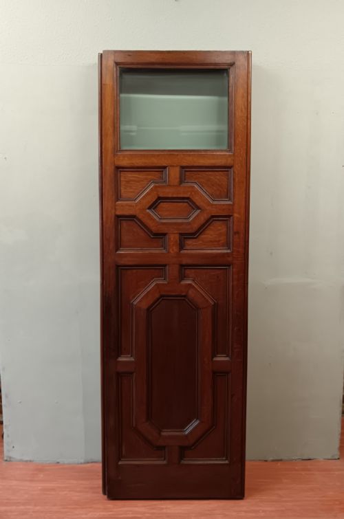 FOUR PANEL FOLDING OAK AND GLASS SCREEN ROOM DIVIDER - ADDITIONAL PHOTO 7