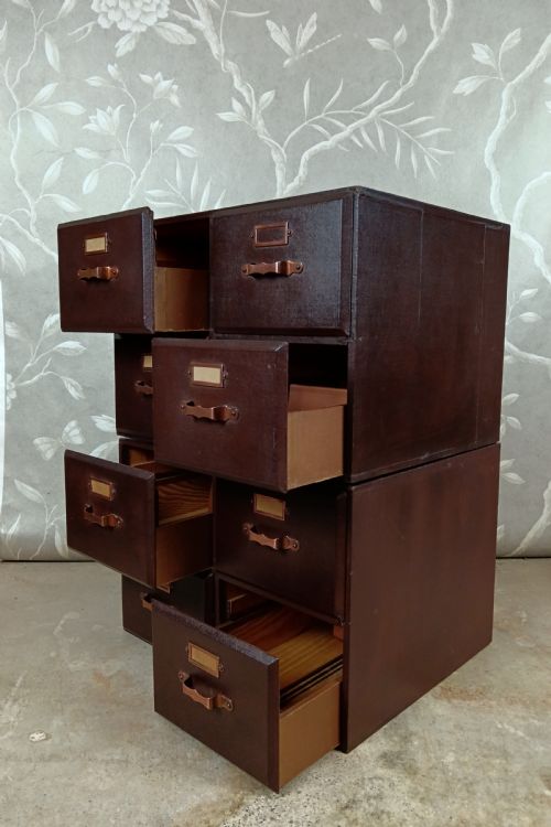 1920S LIBRARY CARD FILING SET OF DRAWERS