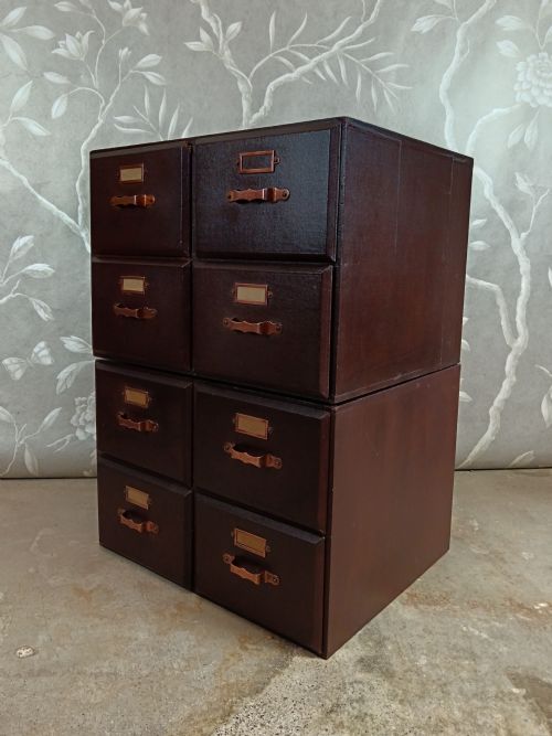 1920S LIBRARY CARD FILING SET OF DRAWERS - ADDITIONAL PHOTO 2