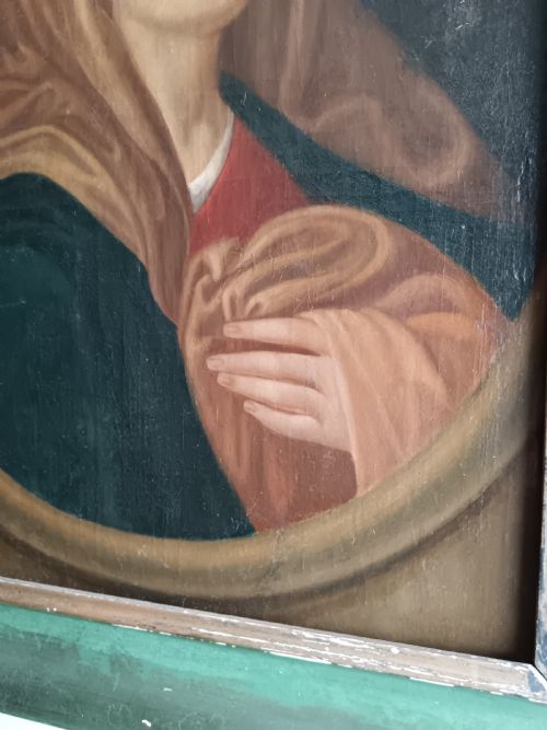 OIL ON CANVAS DEPICTING OUR LADY OF SORROW BY COSTANTINO FRIXIONE 1861 - ADDITIONAL PHOTO 2