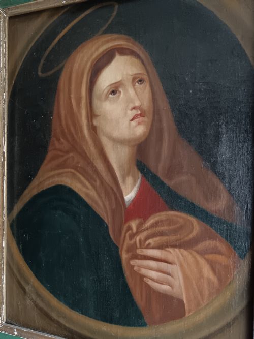 OIL ON CANVAS DEPICTING OUR LADY OF SORROW BY COSTANTINO FRIXIONE 1861 - ADDITIONAL PHOTO 3