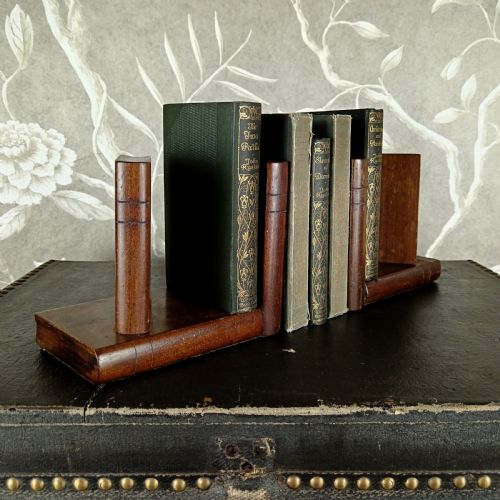 antique arts crafts wooden bookshaped bookends - CATEGORY: ANTIQUE MISCELLANEOUS - DATED 1920