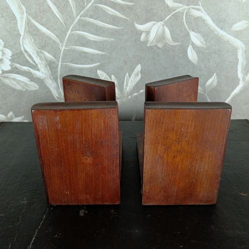 ANTIQUE ARTS CRAFTS WOODEN BOOKSHAPED BOOKENDS - ADDITIONAL PHOTO 4