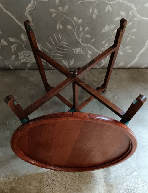 ANTIQUE OAK REVERTABLE FOLDING CARD COFFEE TABLE - ADDITIONAL PHOTO 11