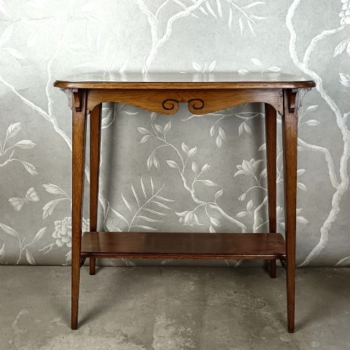 ANTIQUE ARTS AND CRAFTS OAK TWOTIER OCCASIONAL SIDE TABLE C1910