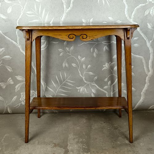 ANTIQUE ARTS AND CRAFTS OAK TWOTIER OCCASIONAL SIDE TABLE C1910 - ADDITIONAL PHOTO 2