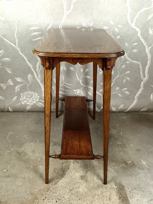 ANTIQUE ARTS AND CRAFTS OAK TWOTIER OCCASIONAL SIDE TABLE C1910 - ADDITIONAL PHOTO 3