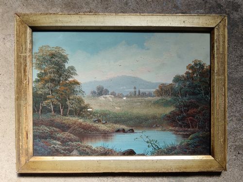 ANTIQUE SET OF FOUR EARLY 20THCENTURY OIL OR HEAVY OPAQUE GOUACHE LANDSCAPE PAINTINGS - ADDITIONAL PHOTO 4