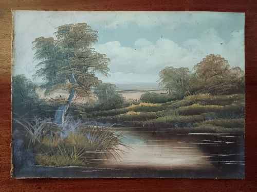 ANTIQUE SET OF FOUR EARLY 20THCENTURY OIL OR HEAVY OPAQUE GOUACHE LANDSCAPE PAINTINGS - ADDITIONAL PHOTO 8