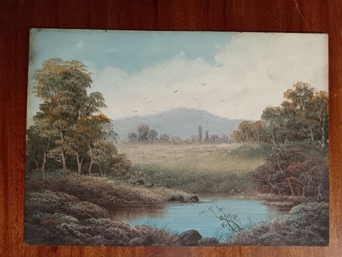 ANTIQUE SET OF FOUR EARLY 20THCENTURY OIL OR HEAVY OPAQUE GOUACHE LANDSCAPE PAINTINGS - ADDITIONAL PHOTO 9