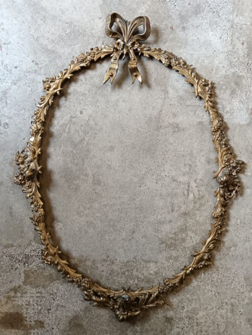 FINE ANTIQUE FRENCH LOUIS XVI GILT BRONZE OVAL WALL MIRROR C1890 - ADDITIONAL PHOTO 3