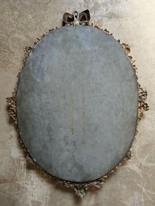 FINE ANTIQUE FRENCH LOUIS XVI GILT BRONZE OVAL WALL MIRROR C1890 - ADDITIONAL PHOTO 4