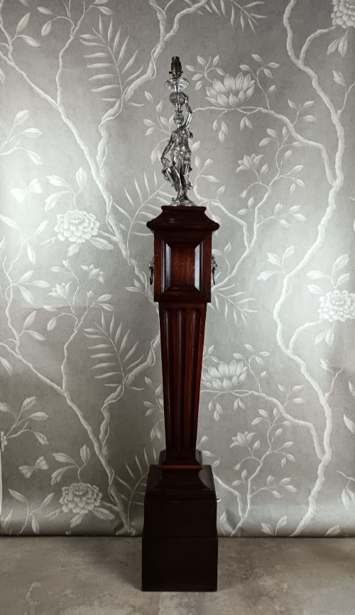 ART NOUVEAU WMF SILVERPLATED ANTIQUE FIGURAL TORCHERE LAMP
