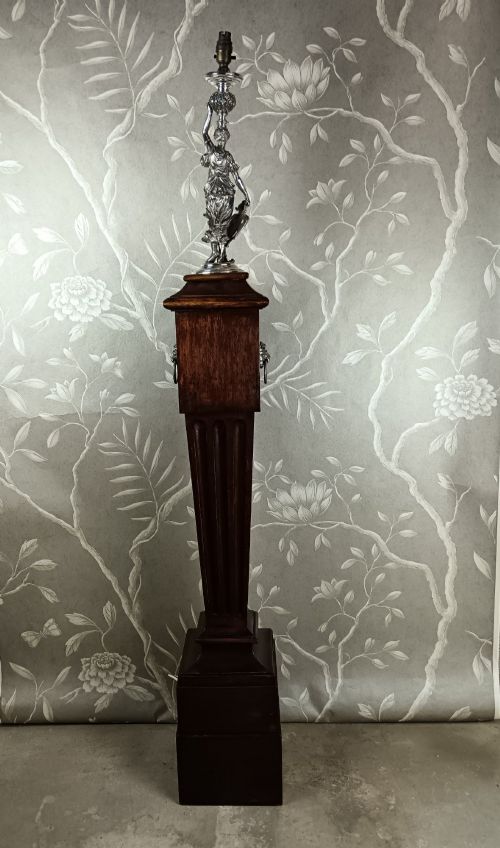 ART NOUVEAU WMF SILVERPLATED ANTIQUE FIGURAL TORCHERE LAMP - ADDITIONAL PHOTO 3