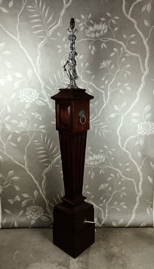 ART NOUVEAU WMF SILVERPLATED ANTIQUE FIGURAL TORCHERE LAMP - ADDITIONAL PHOTO 10