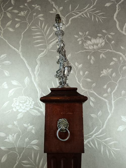 ART NOUVEAU WMF SILVERPLATED ANTIQUE FIGURAL TORCHERE LAMP - ADDITIONAL PHOTO 12