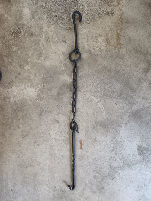SIX ANTIQUE 18TH19TH CENTURY HANDFORGED WROUGHT IRON CHIMNEY TRAMMEL HOOKS POT HANGERS - ADDITIONAL PHOTO 2
