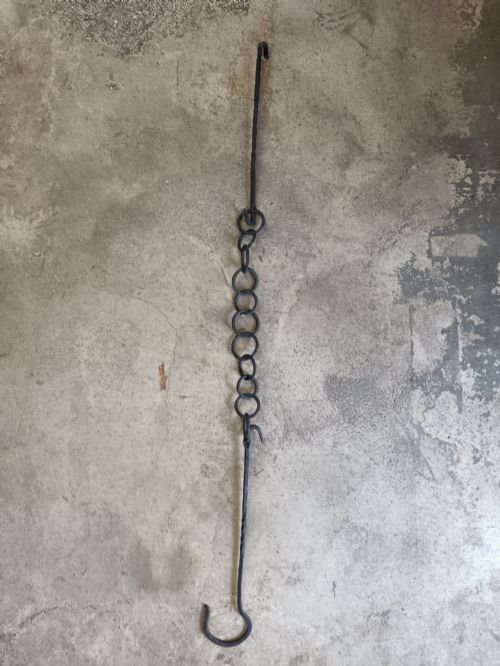 SIX ANTIQUE 18TH19TH CENTURY HANDFORGED WROUGHT IRON CHIMNEY TRAMMEL HOOKS POT HANGERS - ADDITIONAL PHOTO 5