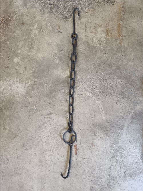 SIX ANTIQUE 18TH19TH CENTURY HANDFORGED WROUGHT IRON CHIMNEY TRAMMEL HOOKS POT HANGERS - ADDITIONAL PHOTO 7