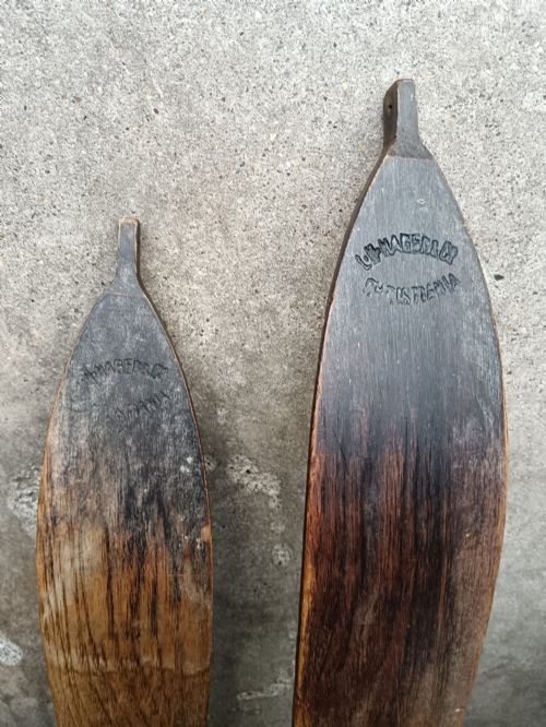 RARE 7'8 TURNOFTHECENTURY NORWEGIAN WOODEN SKIS BAMBOO POLES BY LH HAGEN CO CHRISTIANIA CIRCA 19001920 - ADDITIONAL PHOTO 1