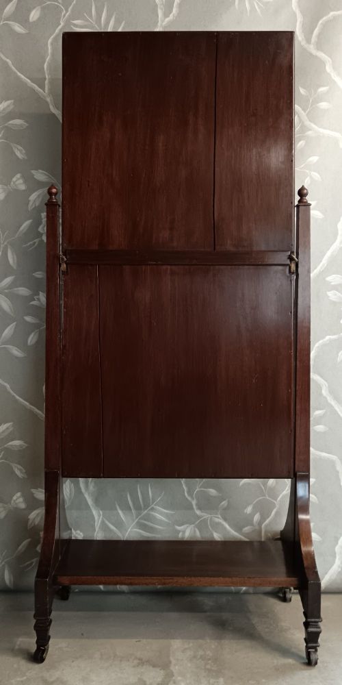 ANTIQUE MAHOGANY FULL LENGTH FREESTANDING CHEVAL DRESSING MIRROR C1890 - ADDITIONAL PHOTO 1