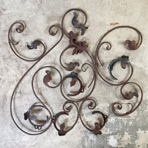 ANTIQUE WEATHERED WROUGHT IRON ARCHITECTURAL SCROLL PANELS - ADDITIONAL PHOTO 2