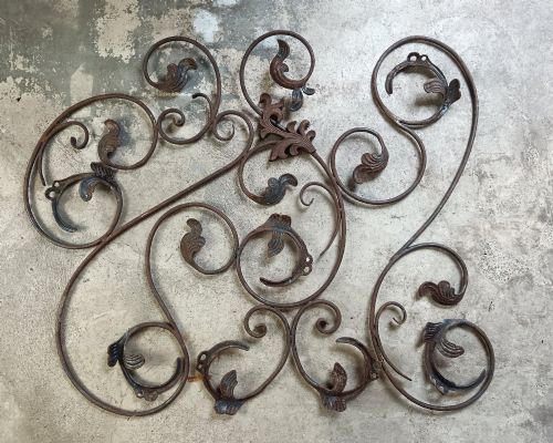 ANTIQUE WEATHERED WROUGHT IRON ARCHITECTURAL SCROLL PANELS - ADDITIONAL PHOTO 3