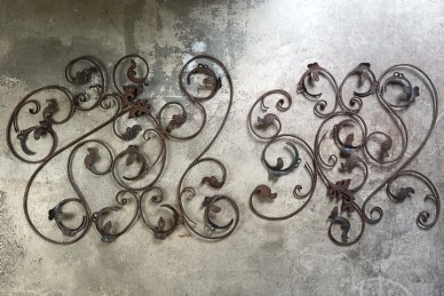 ANTIQUE WEATHERED WROUGHT IRON ARCHITECTURAL SCROLL PANELS - ADDITIONAL PHOTO 6