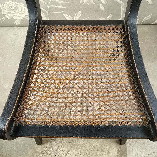 FINE REGENCY EBONISED TRAFALGAR SABRE LEG SIDE CHAIR WITH ORIGINAL CANE SEAT C1815 - ADDITIONAL PHOTO 6