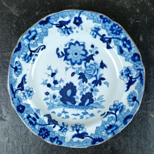 PAIR OF GEORGIAN SPODE 'NEW STONE' BLUE WHITE TEA PLATES C 18201833 - ADDITIONAL PHOTO 2