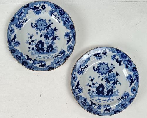 PAIR OF GEORGIAN SPODE 'NEW STONE' BLUE WHITE TEA PLATES C 18201833 - ADDITIONAL PHOTO 5
