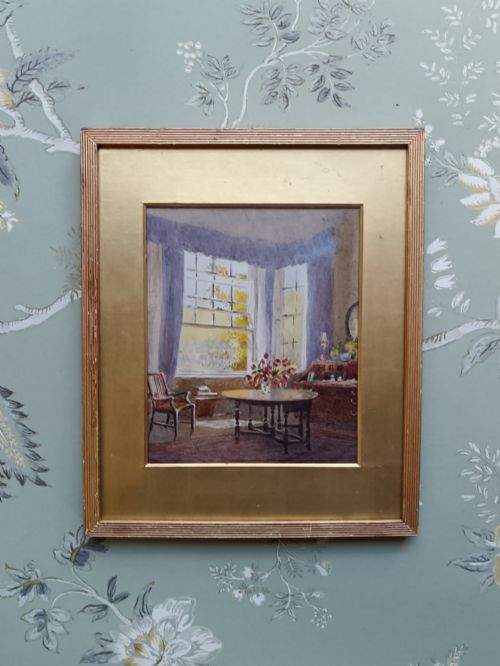 fig 2. Pair of Edwardian English School Interior Watercolors