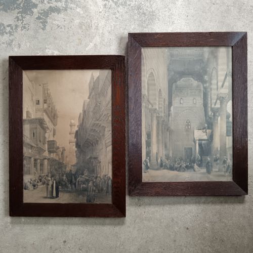 David Roberts Ra First Folio Pair of 19th C. Cairo Lithographs (Louis Haghe) in Original H. Alden & Co. Frames