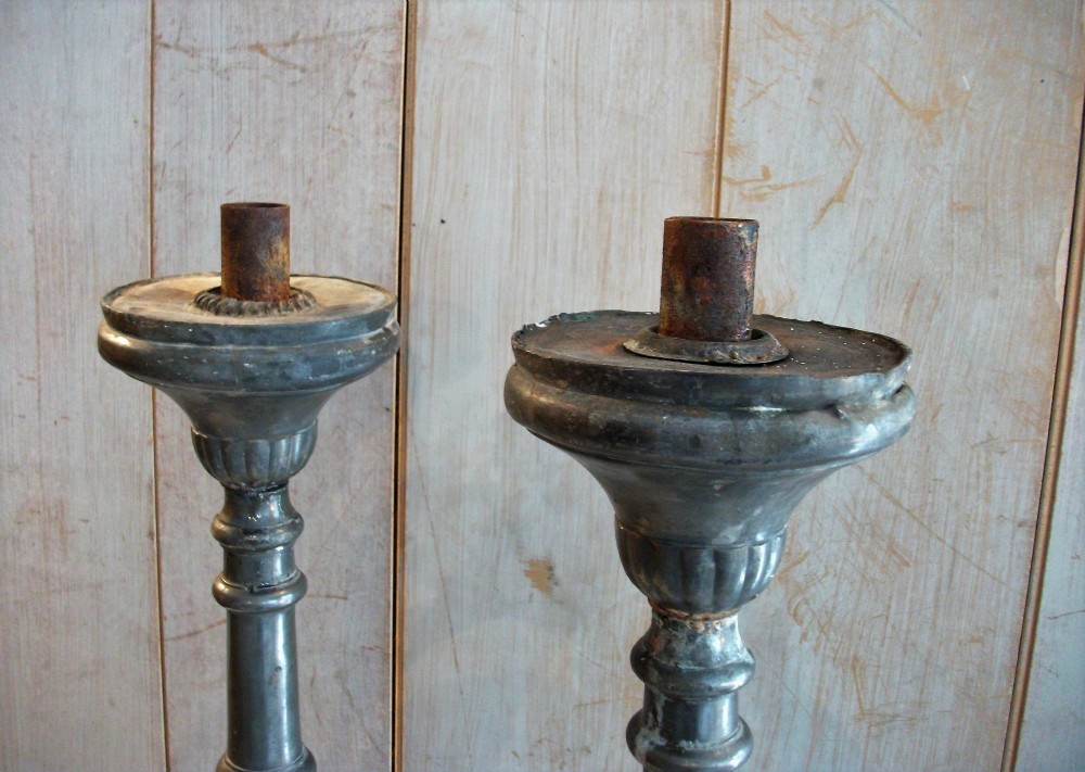 A Pair of Pewter Tall Candlesticks View VI