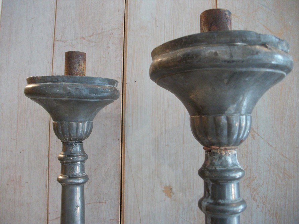 A Pair of Pewter Tall Candlesticks View VII