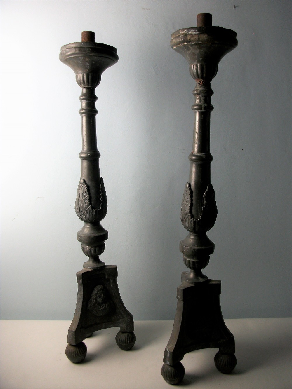 A Pair of Pewter Tall Candlesticks View VIII