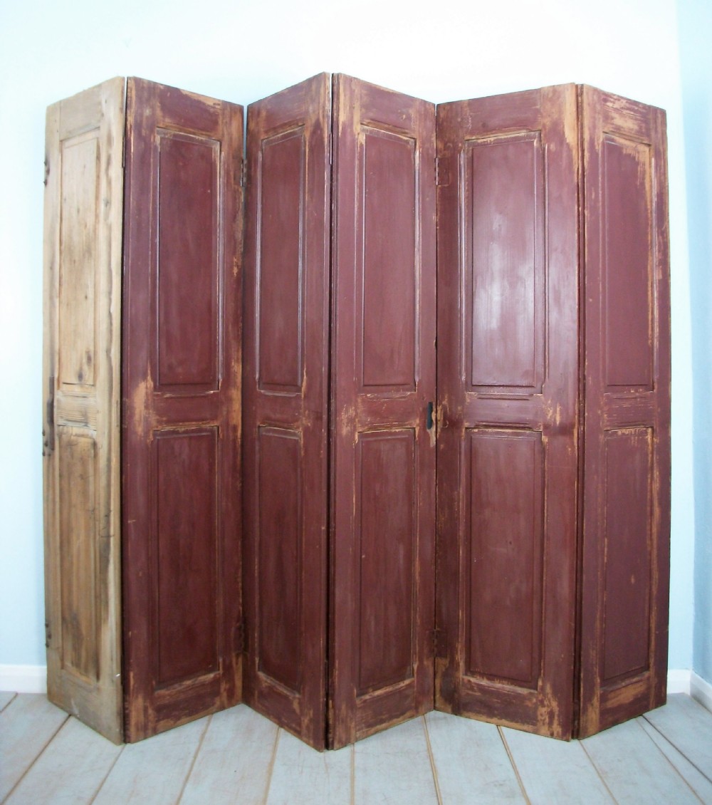 French Screen Paravent Divider of Six Folding Panels Shutters