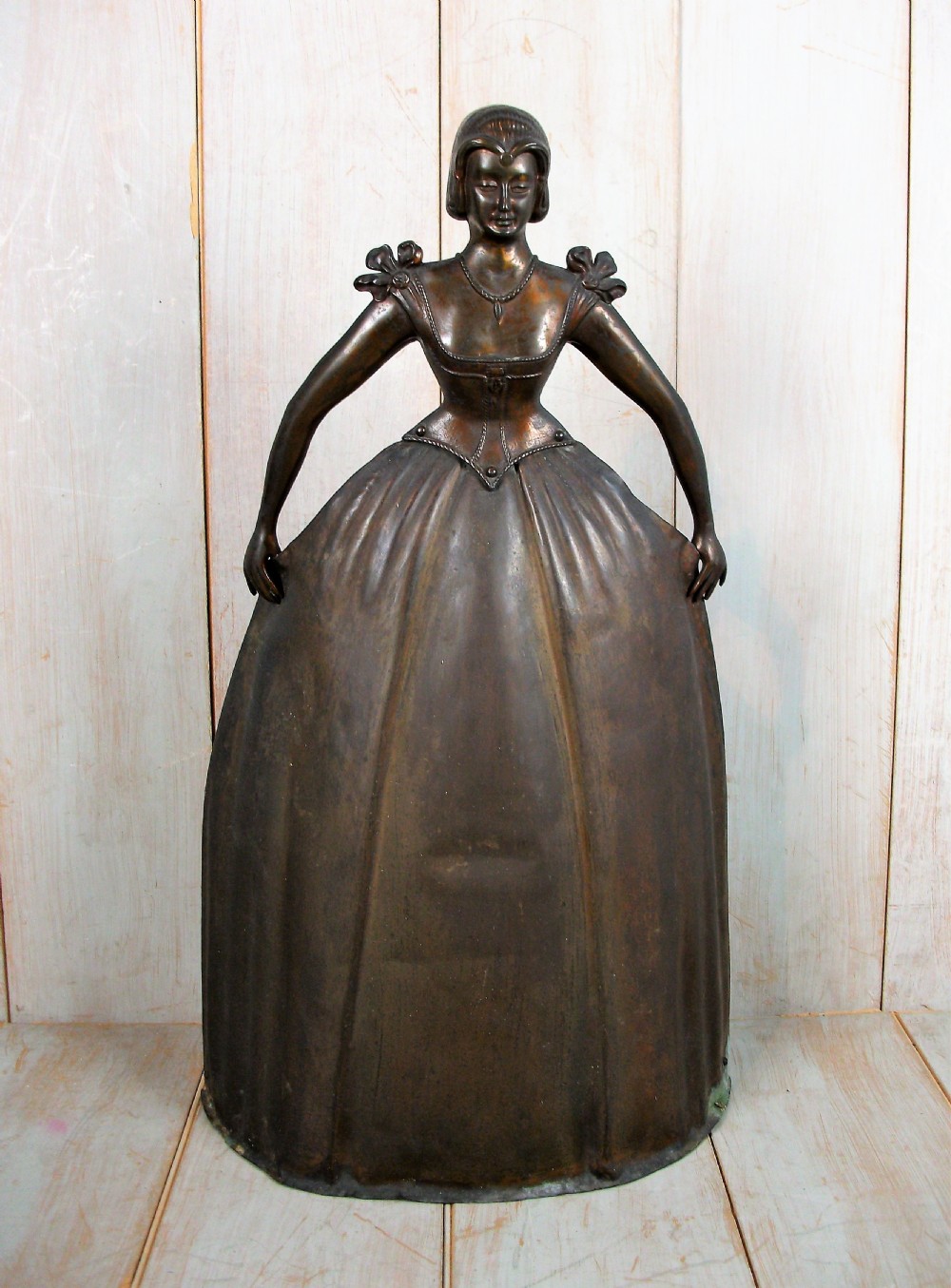Copper and Brass Fire Screen in the form of a Lady