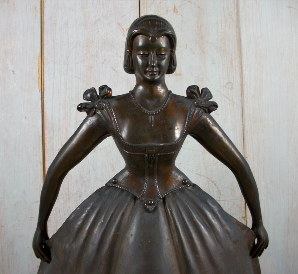 Copper and Brass Fire Screen in the form of a Lady View II