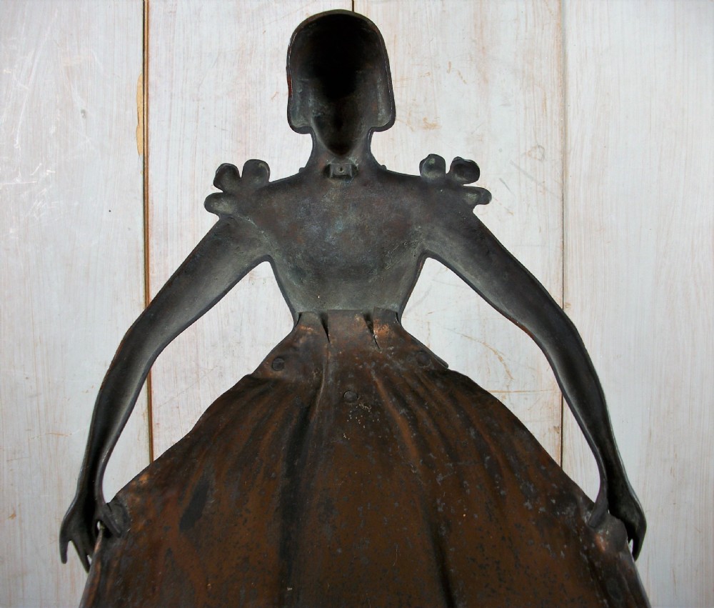 Copper and Brass Fire Screen in the form of a Lady View IV