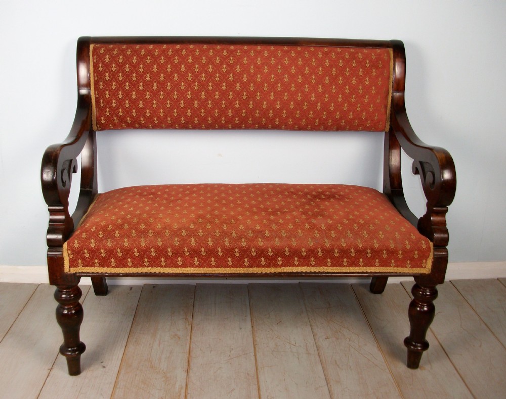 Victorian Walnut Window Seat Hall Bench View II