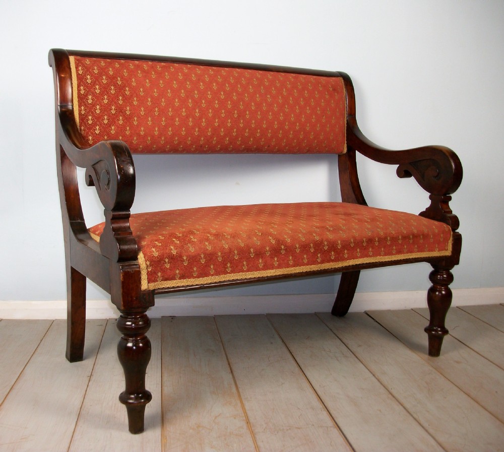 Victorian Walnut Window Seat Hall Bench View III